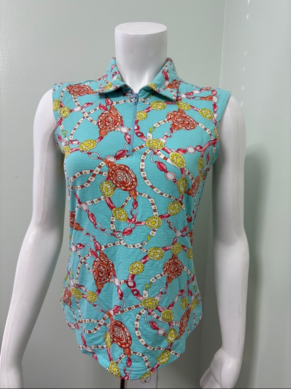 IBKUL half zip bracelet print tank shirt size small athletic UPF